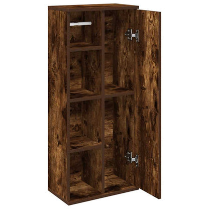 Bathroom Cabinet with Roll Holder Smoked Oak 39x22x90 cm