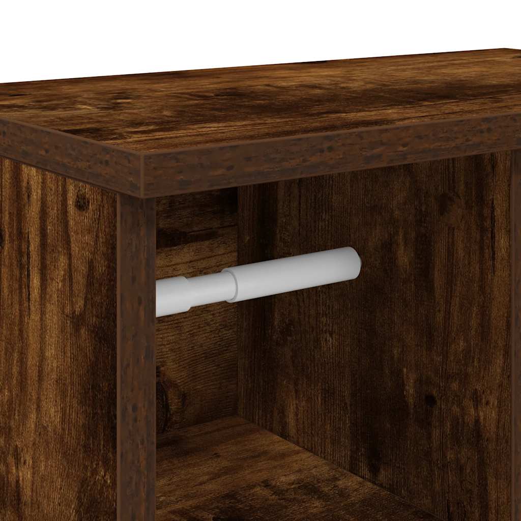 Bathroom Cabinet with Roll Holder Smoked Oak 39x22x90 cm