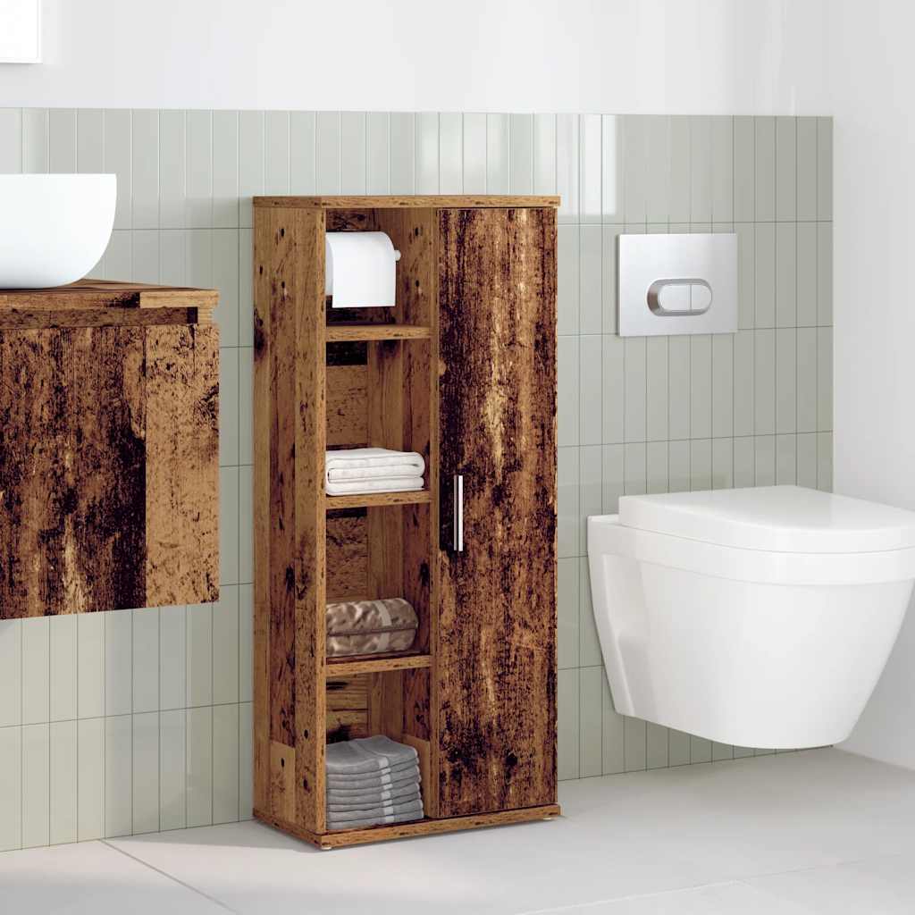 Bathroom Cabinet with Roll Holder Old Wood 39x22x90 cm