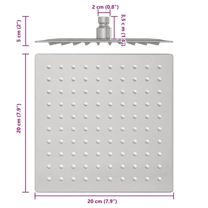 Rain Shower Head Stainless Steel 304 20x20 cm Square - Bend