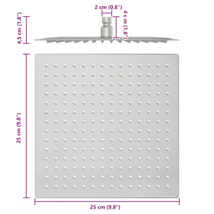 Rain Shower Head Stainless Steel 304 25x25 cm Square - Bend