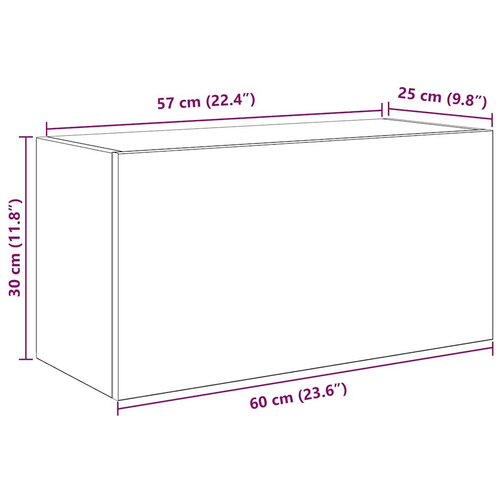 Bathroom Wall Cabinet Grey Sonoma 60x25x30 cm Engineered Wood