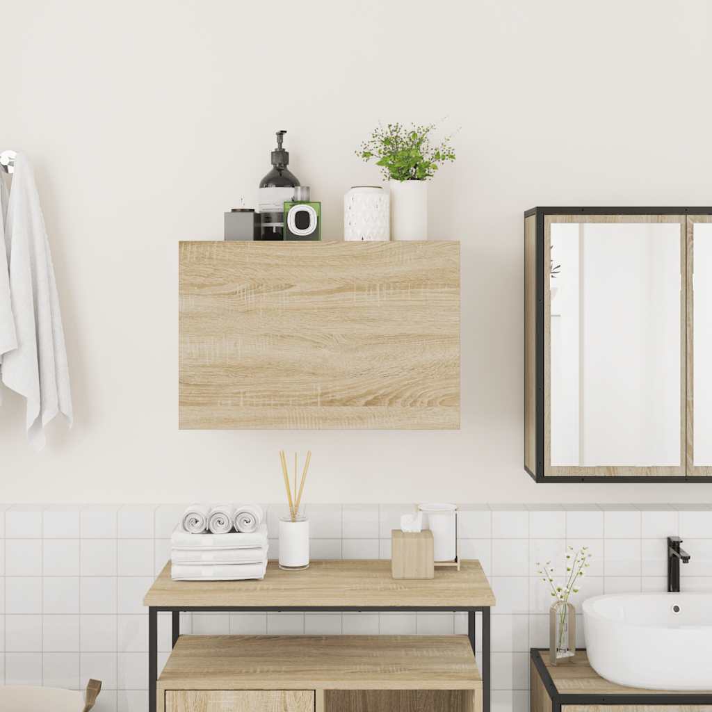 Bathroom Wall Cabinet Sonoma Oak 60x25x40 cm Engineered Wood - Bend