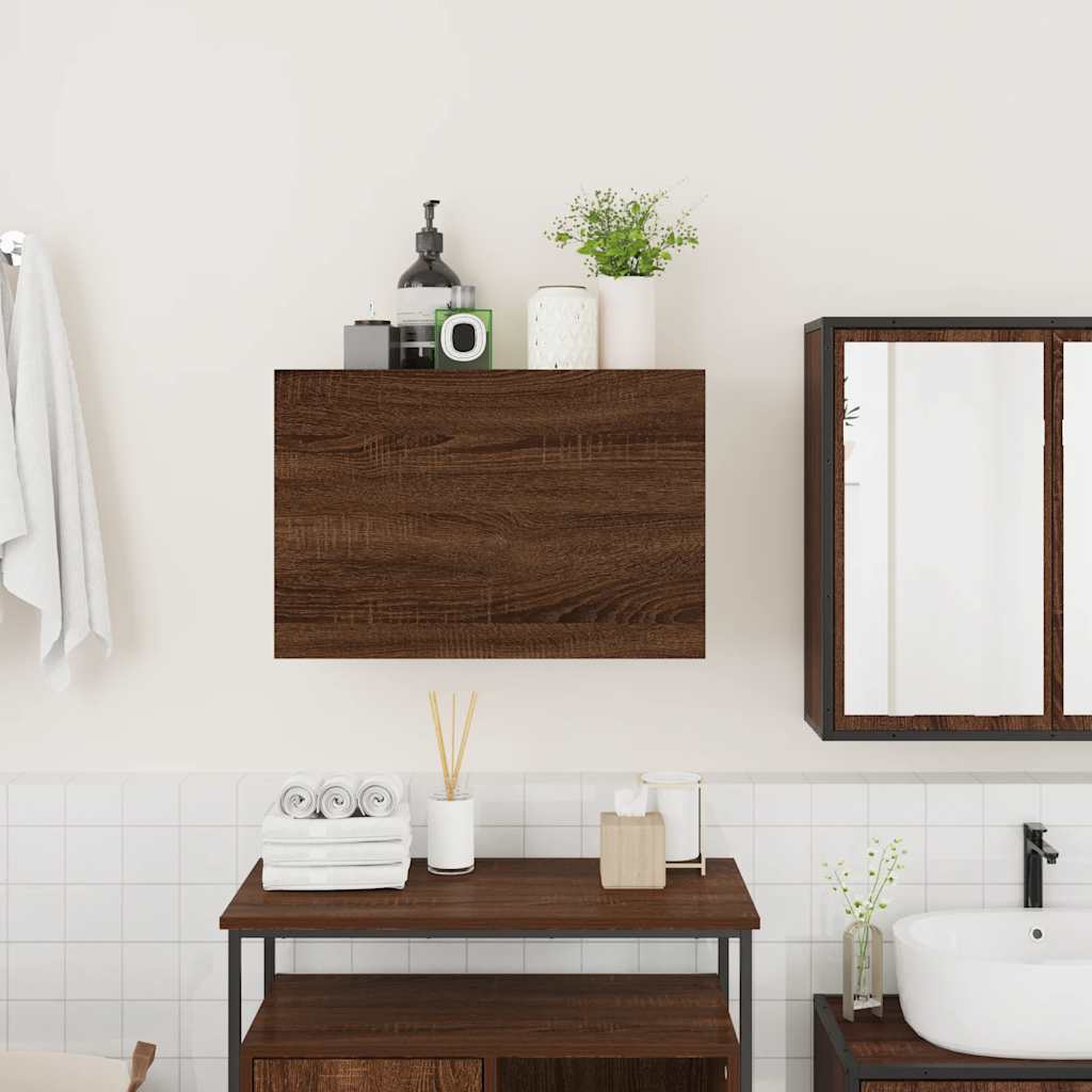 Bathroom Wall Cabinet Brown Oak 60x25x40 cm Engineered Wood - Bend