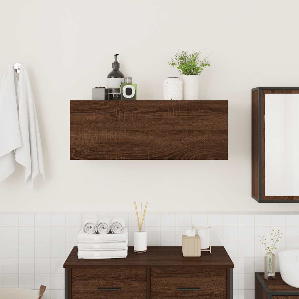 Bathroom Wall Cabinet Brown Oak 80x25x30 cm Engineered Wood - Bend