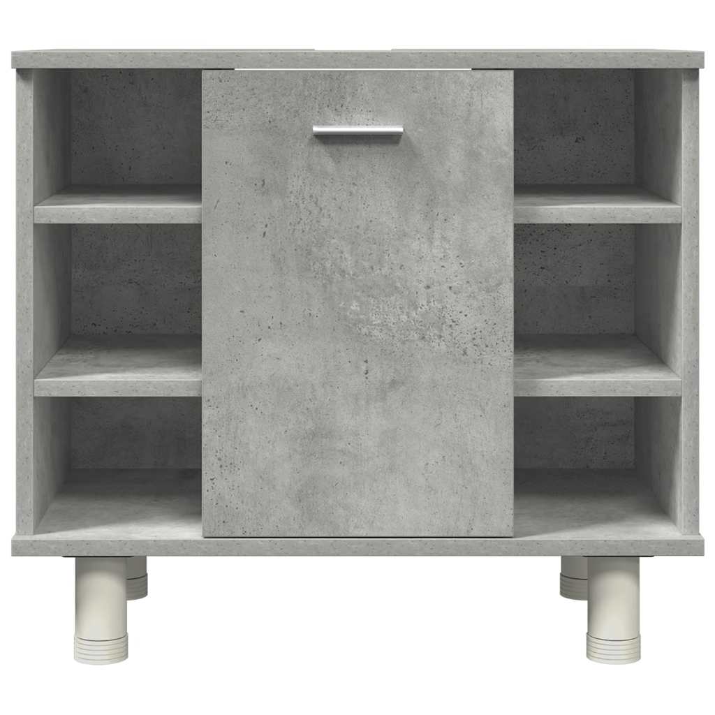 4 Piece Bathroom Furniture Set Concrete Grey Engineered Wood