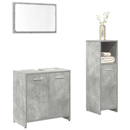 3 Piece Bathroom Furniture Set Concrete Grey Engineered Wood