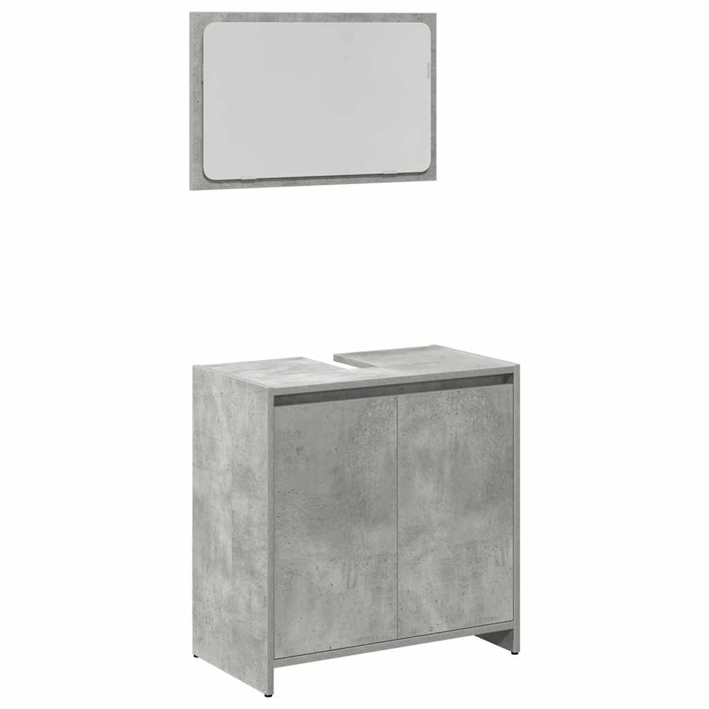 3 Piece Bathroom Furniture Set Concrete Grey Engineered Wood