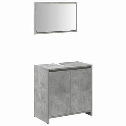 3 Piece Bathroom Furniture Set Concrete Grey Engineered Wood