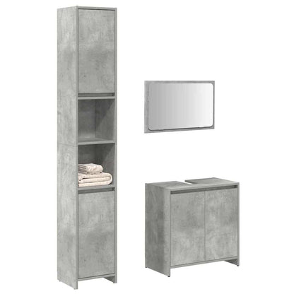 3 Piece Bathroom Furniture Set Concrete Grey Engineered Wood