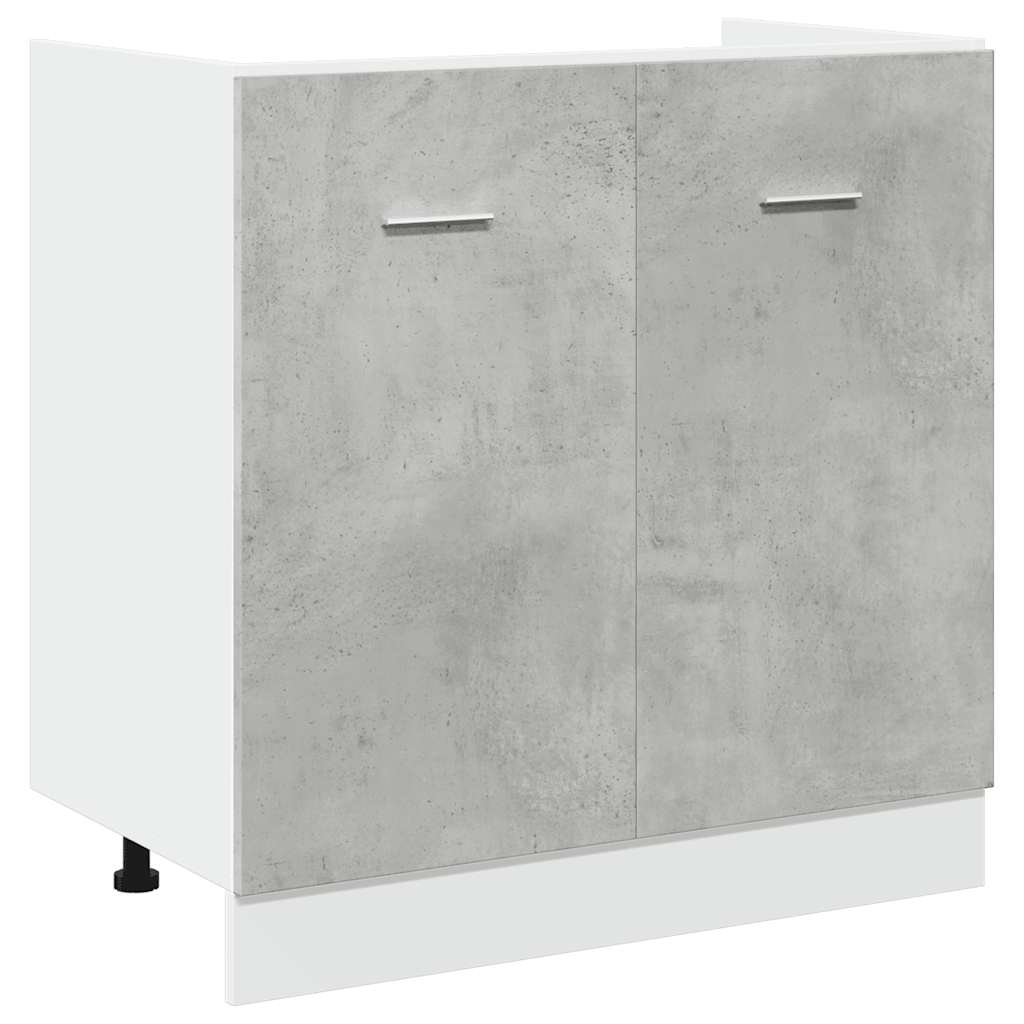 7 Piece Bathroom Furniture Set Concrete Grey Engineered Wood