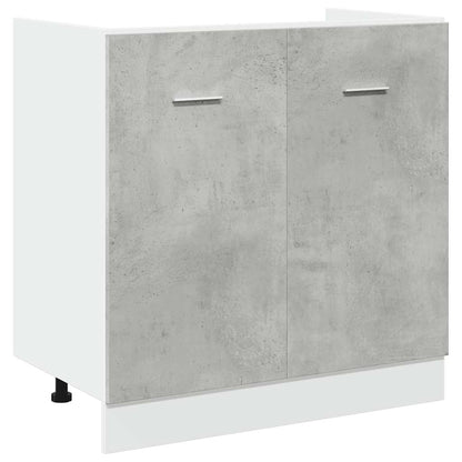 7 Piece Bathroom Furniture Set Concrete Grey Engineered Wood