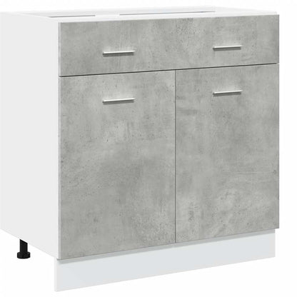 7 Piece Bathroom Furniture Set Concrete Grey Engineered Wood