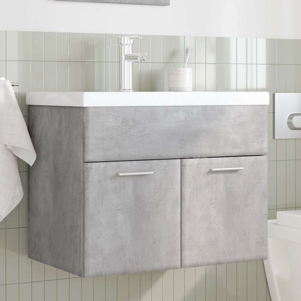 Bathroom Sink Cabinet with Built-in Basin Concrete Grey