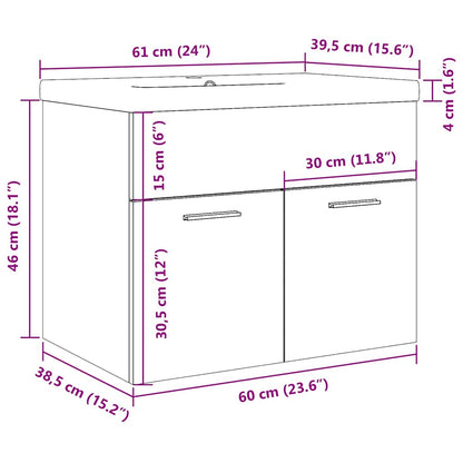 Bathroom Sink Cabinet with Built-in Basin Concrete Grey