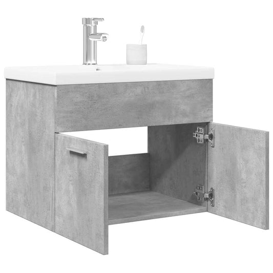 Bathroom Sink Cabinet with Built-in Basin Concrete Grey