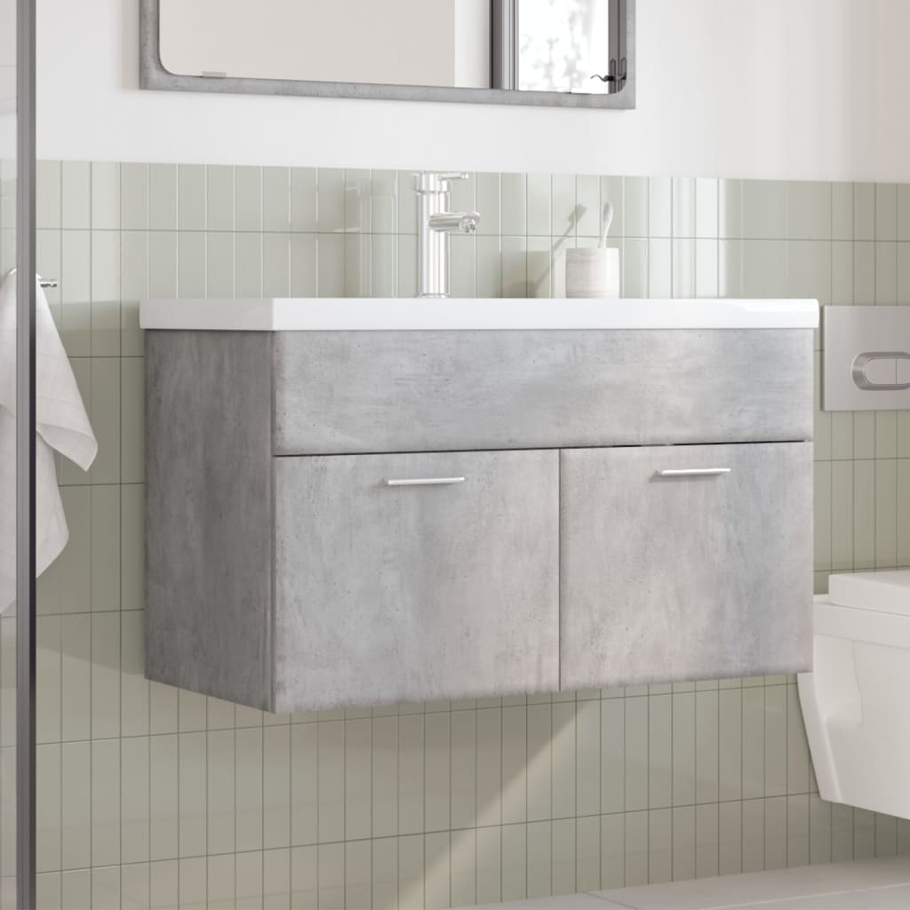 Bathroom Sink Cabinet with Built-in Basin Concrete Grey