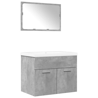 3 Piece Bathroom Furniture Set Concrete Grey Engineered Wood