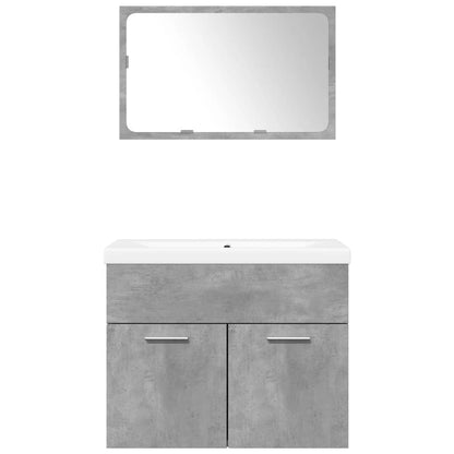 3 Piece Bathroom Furniture Set Concrete Grey Engineered Wood