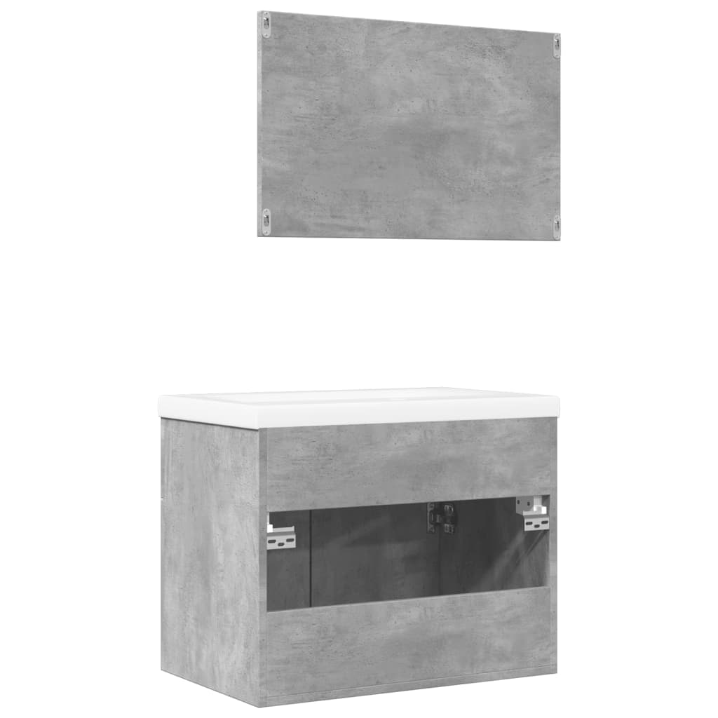 3 Piece Bathroom Furniture Set Concrete Grey Engineered Wood