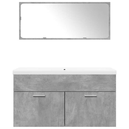 3 Piece Bathroom Furniture Set Concrete Grey Engineered Wood