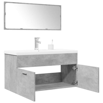 3 Piece Bathroom Furniture Set Concrete Grey Engineered Wood