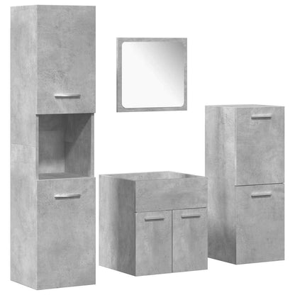 4 Piece Bathroom Furniture Set Concrete Grey Engineered Wood