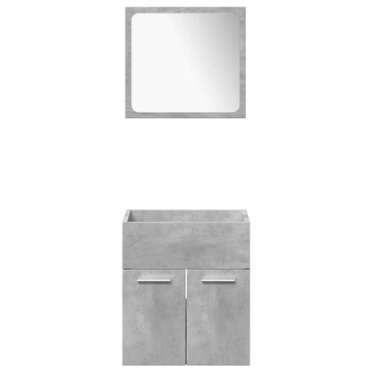 4 Piece Bathroom Furniture Set Concrete Grey Engineered Wood