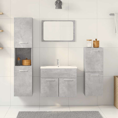 4 Piece Bathroom Furniture Set Concrete Grey Engineered Wood