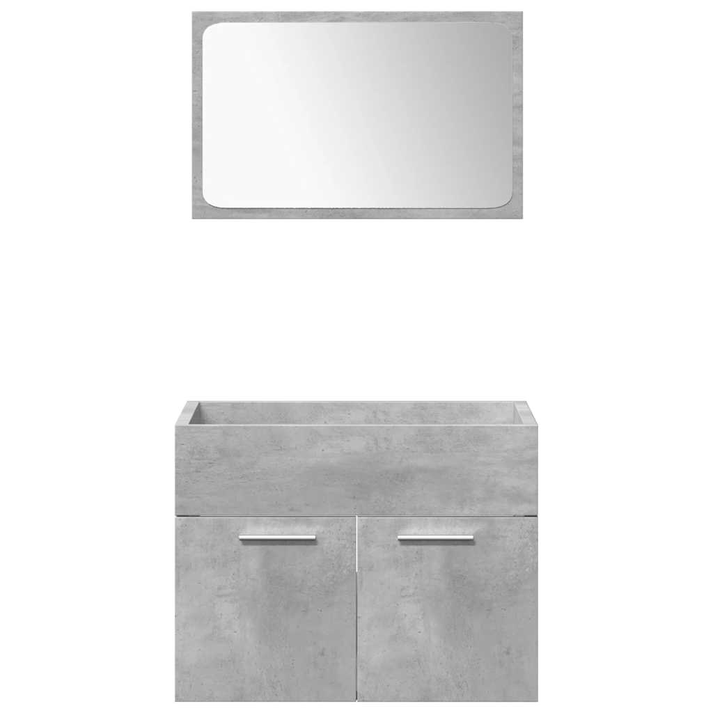 4 Piece Bathroom Furniture Set Concrete Grey Engineered Wood