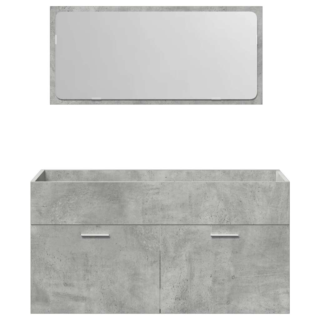 4 Piece Bathroom Furniture Set Concrete Grey Engineered Wood