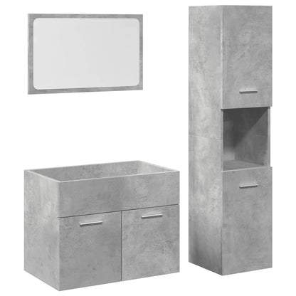 3 Piece Bathroom Furniture Set Concrete Grey Engineered Wood