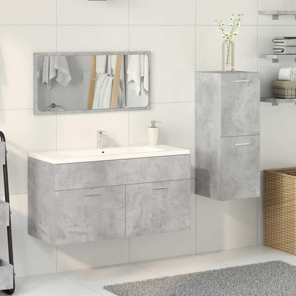 3 Piece Bathroom Furniture Set Concrete Grey Engineered Wood