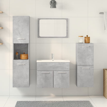 5 Piece Bathroom Furniture Set Concrete Grey Engineered Wood