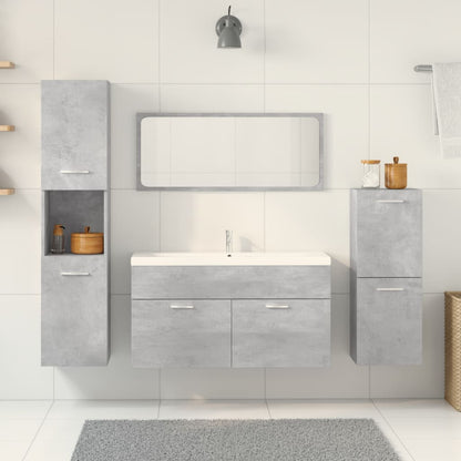 5 Piece Bathroom Furniture Set Concrete Grey Engineered Wood