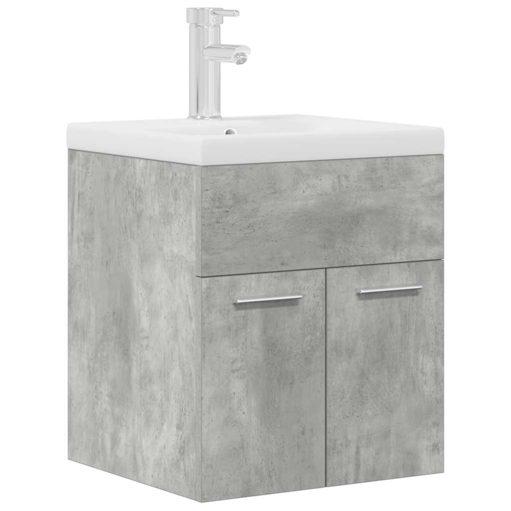 Bathroom Sink Cabinet with Built-in Basin and Faucet Concrete Grey