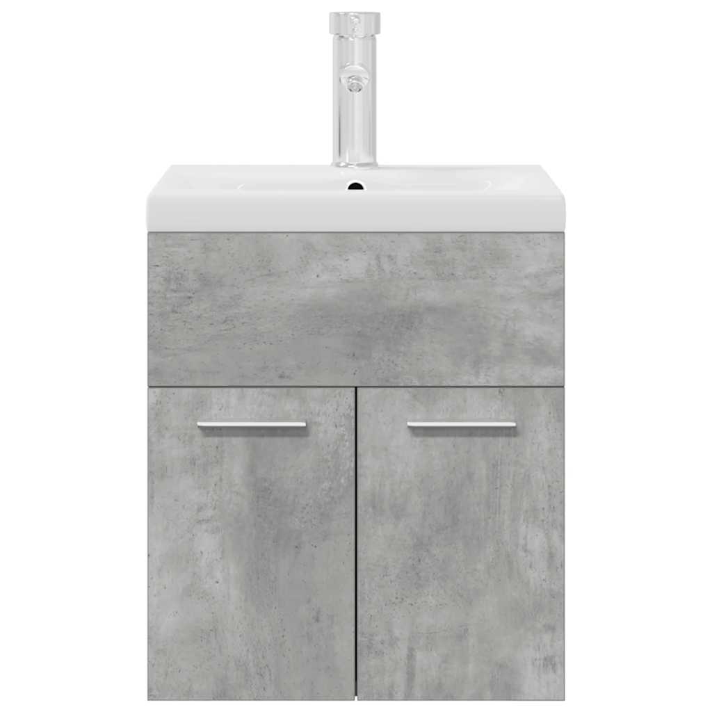 Bathroom Sink Cabinet with Built-in Basin and Faucet Concrete Grey