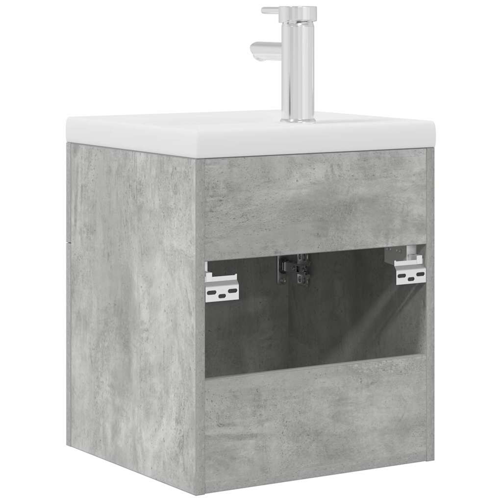 Bathroom Sink Cabinet with Built-in Basin and Faucet Concrete Grey