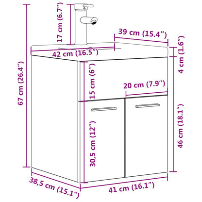 Bathroom Sink Cabinet with Built-in Basin and Faucet Concrete Grey