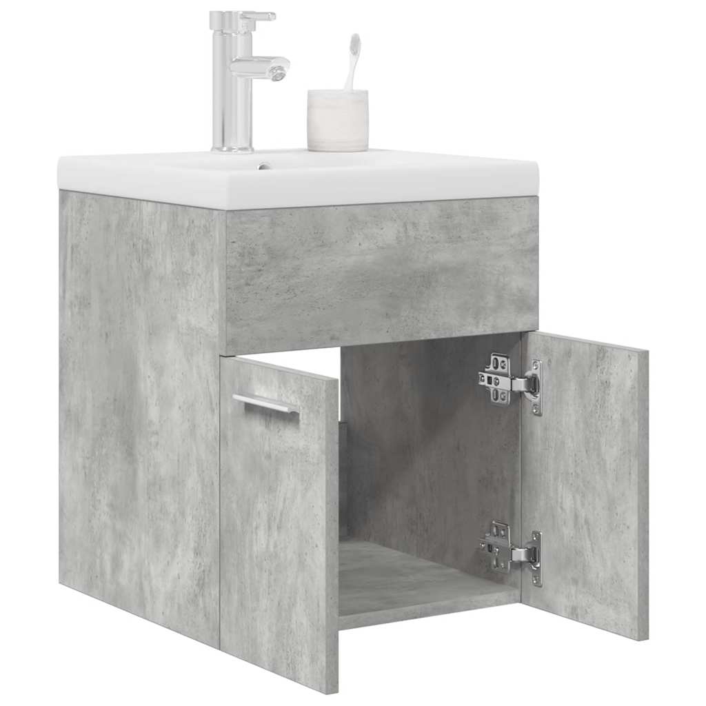 Bathroom Sink Cabinet with Built-in Basin and Faucet Concrete Grey