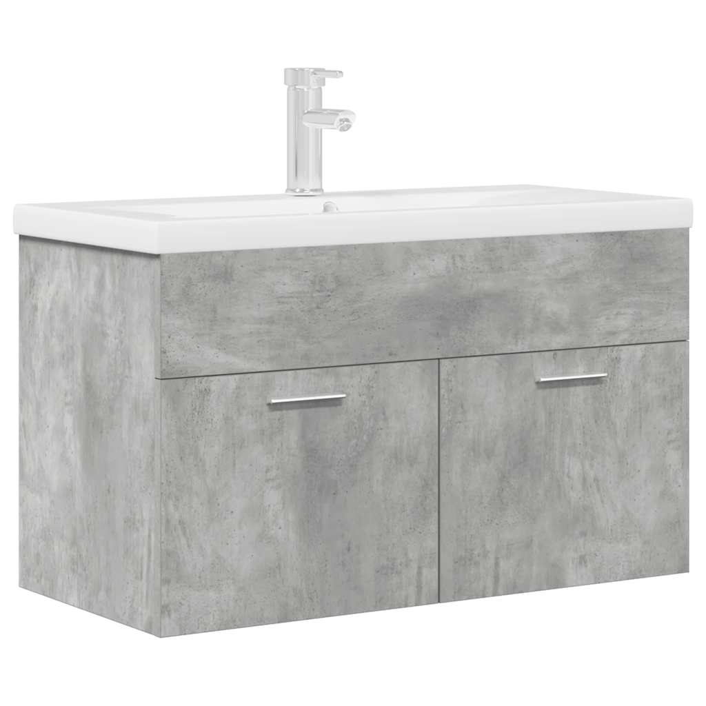 Bathroom Sink Cabinet with Built-in Basin and Faucet Concrete Grey