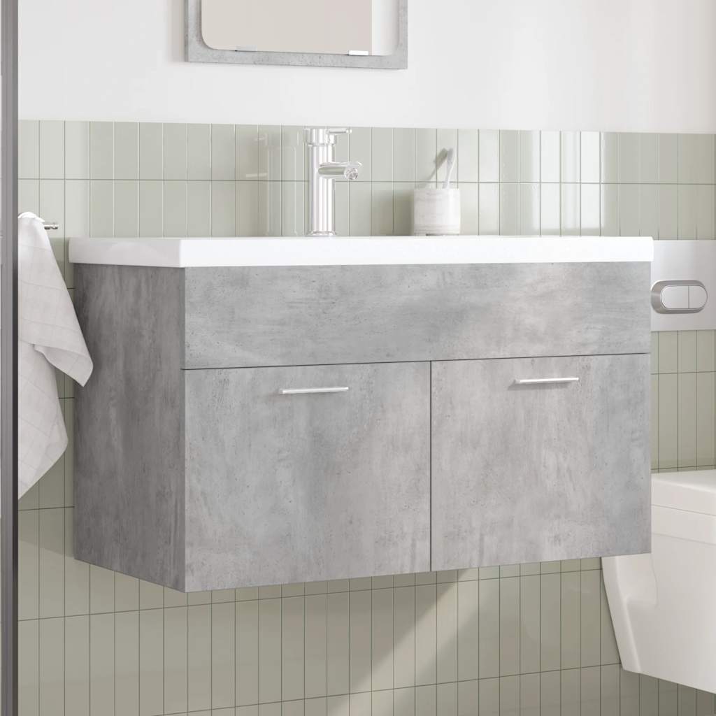 Bathroom Sink Cabinet with Built-in Basin and Faucet Concrete Grey