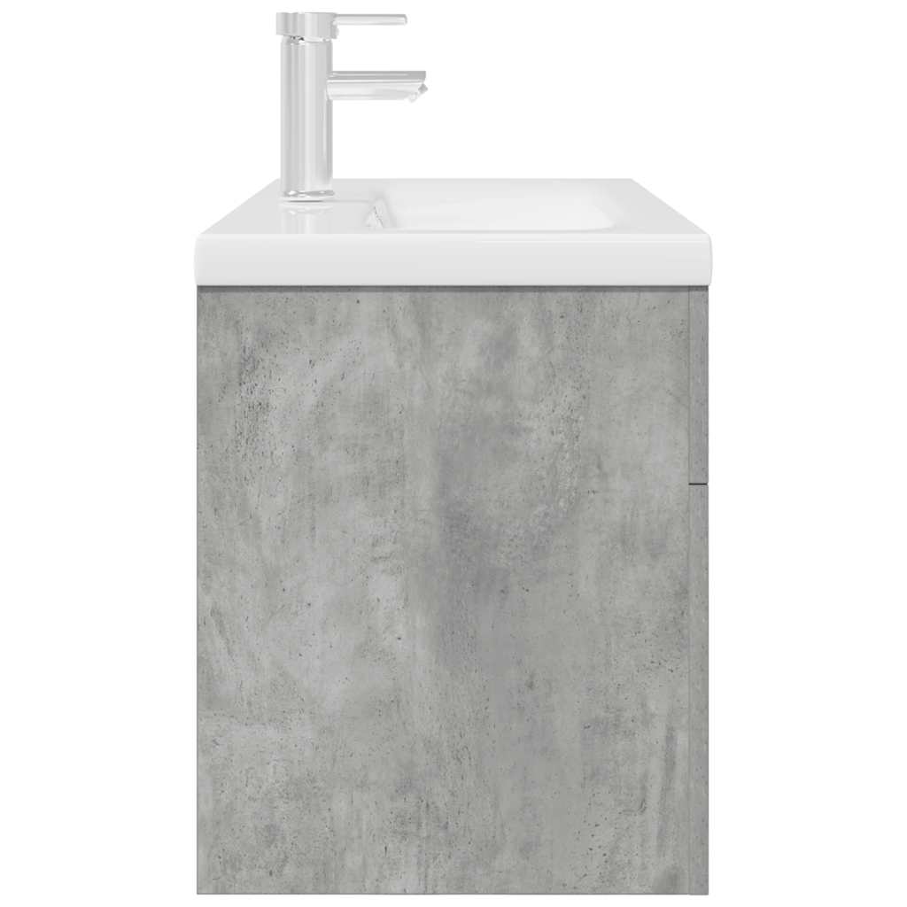 Bathroom Sink Cabinet with Built-in Basin and Faucet Concrete Grey