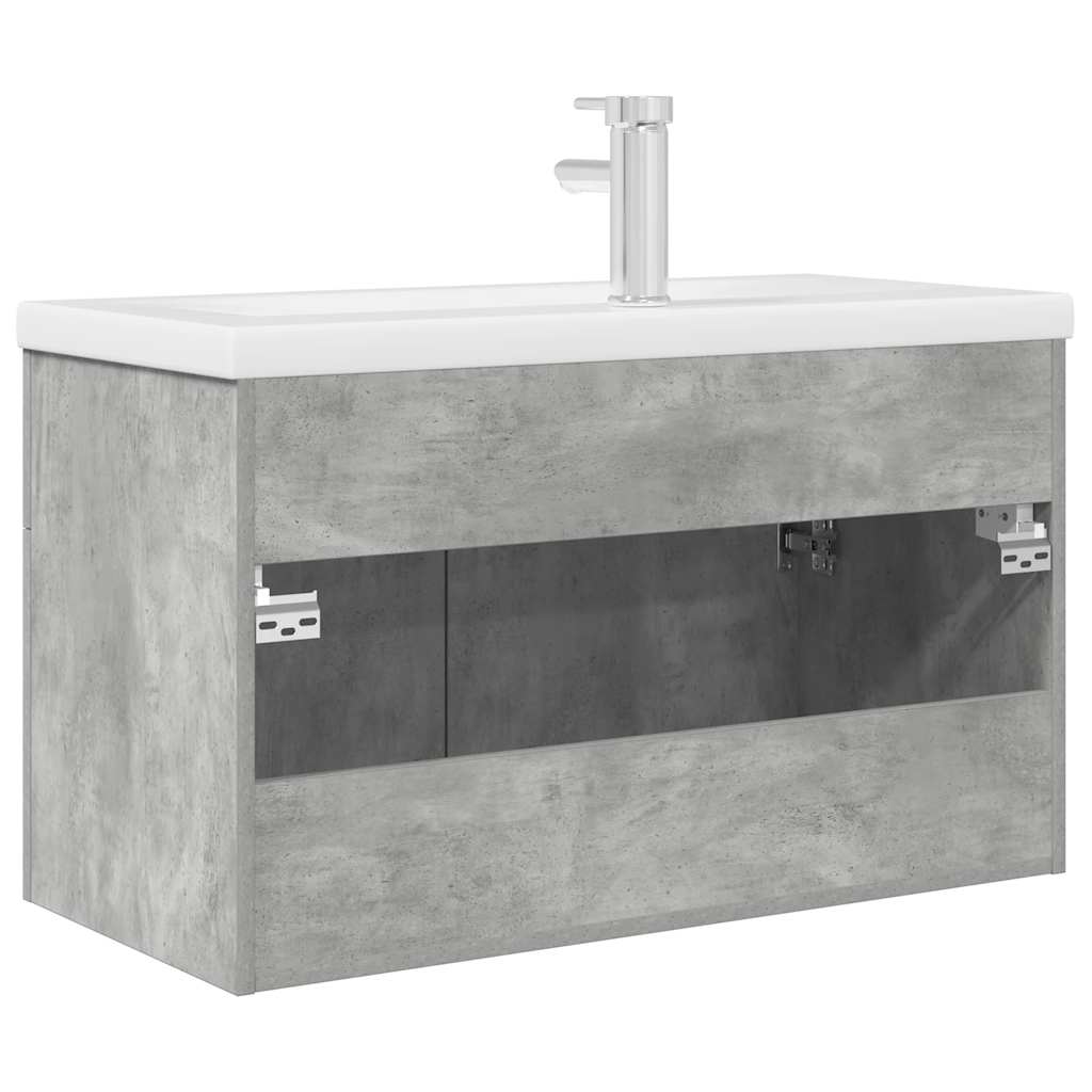 Bathroom Sink Cabinet with Built-in Basin and Faucet Concrete Grey