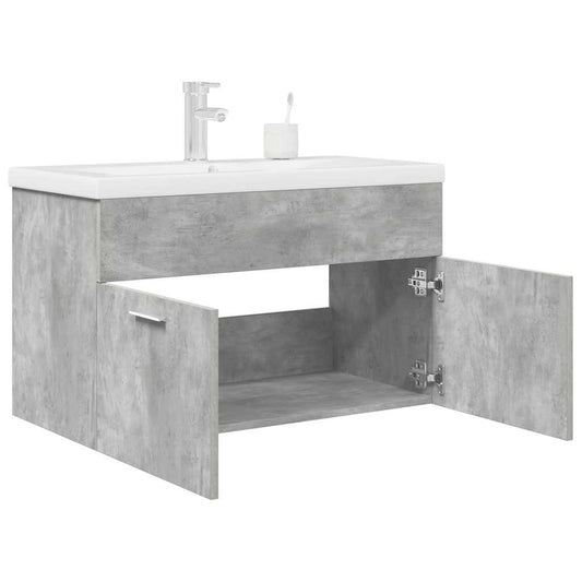 Bathroom Sink Cabinet with Built-in Basin and Faucet Concrete Grey