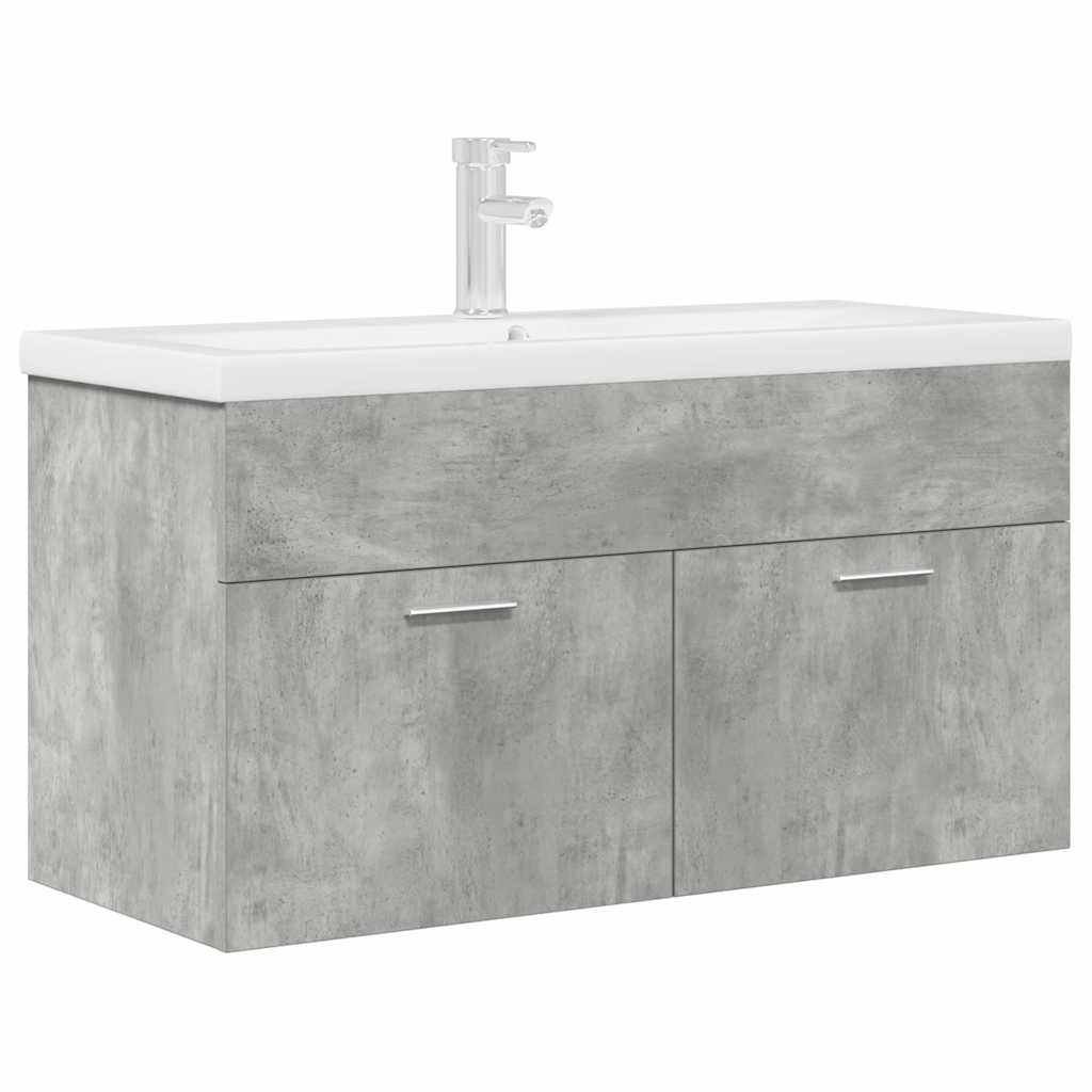 Bathroom Sink Cabinet with Built-in Basin and Faucet Concrete Grey