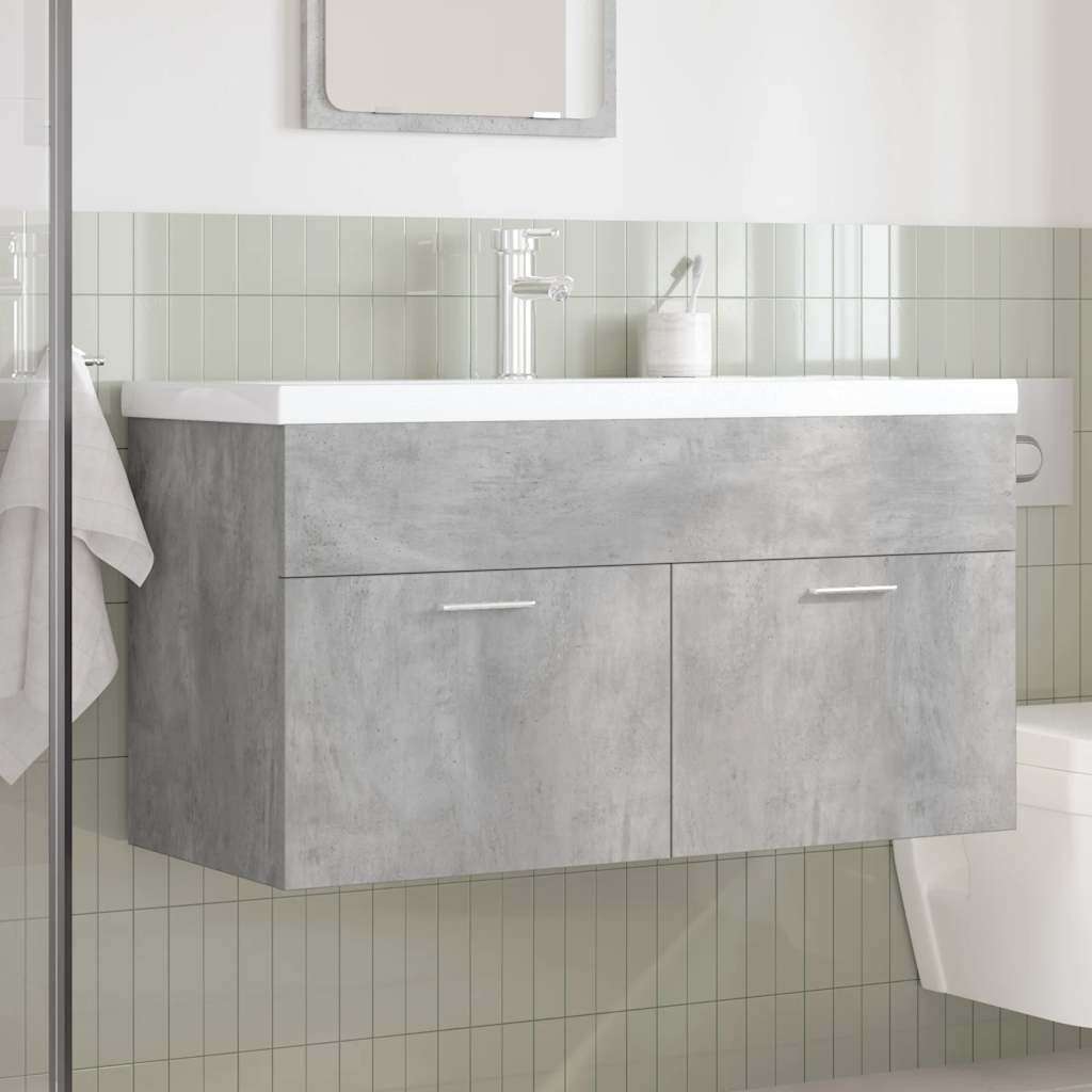 Bathroom Sink Cabinet with Built-in Basin and Faucet Concrete Grey