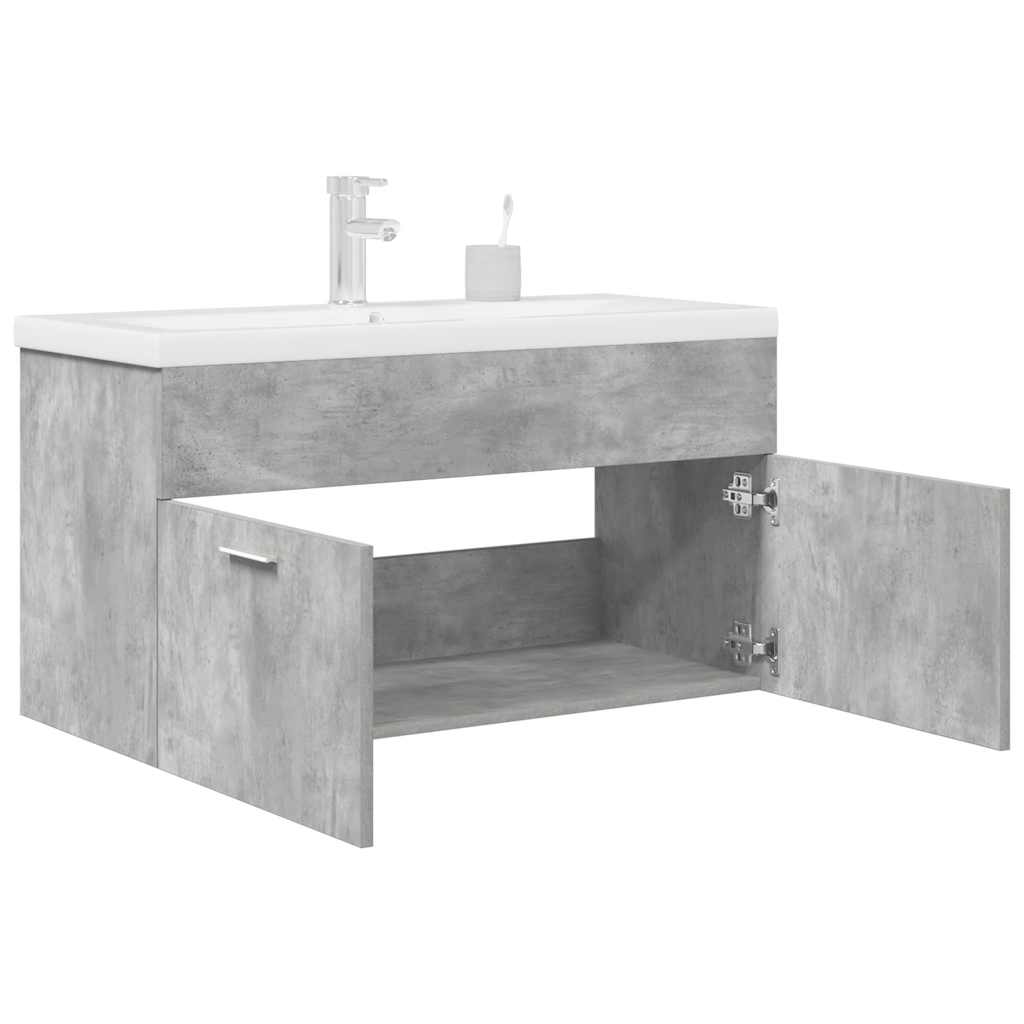 Bathroom Sink Cabinet with Built-in Basin and Faucet Concrete Grey