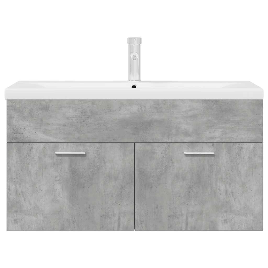 Bathroom Sink Cabinet with Built-in Basin and Faucet Concrete Grey