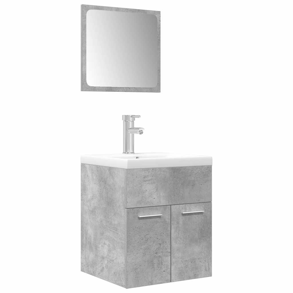 3 Piece Bathroom Furniture Set Concrete Grey Engineered Wood